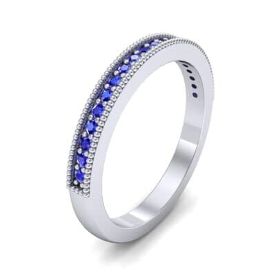 Milgrain Pave Blue Sapphire Ring (0.16 CTW) Perspective View