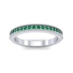 Milgrain Pave Emerald Ring (0.16 CTW) Top Dynamic View