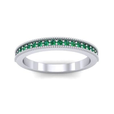 Milgrain Pave Emerald Ring (0.16 CTW) Top Dynamic View
