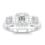 Three-Stone Halo Crystal Engagement Ring (1.39 CTW) Top Dynamic View