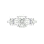 Three-Stone Halo Crystal Engagement Ring (1.39 CTW) Top Flat View
