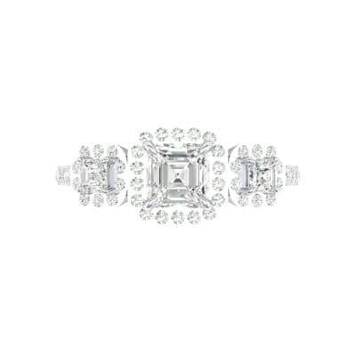 Three-Stone Halo Diamond Engagement Ring (1.05 CTW) Top Flat View