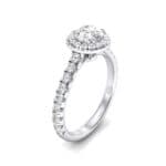 Thin Double Claw Prong Halo Crystal Engagement Ring (1.01 CTW) Perspective View