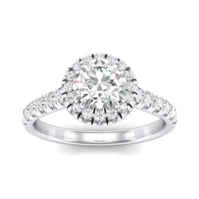 Thin Double Claw Prong Halo Crystal Engagement Ring (1.01 CTW) Top Dynamic View