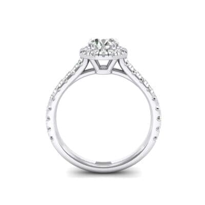 Thin Double Claw Prong Halo Crystal Engagement Ring (1.01 CTW) Side View
