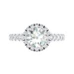 Thin Double Claw Prong Halo Crystal Engagement Ring (1.01 CTW) Top Flat View