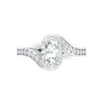 Swirl Pave Crystal Bypass Engagement Ring (1.03 CTW) Top Flat View