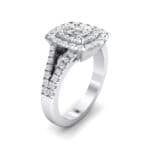 Double Halo Split Shank Crystal Engagement Ring (0.36 CTW) Perspective View