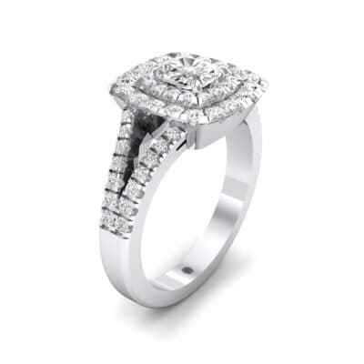 Double Halo Split Shank Crystal Engagement Ring (0.36 CTW) Perspective View