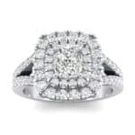 Double Halo Split Shank Crystal Engagement Ring (0.36 CTW) Top Dynamic View