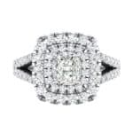 Double Halo Split Shank Crystal Engagement Ring (0.36 CTW) Top Flat View