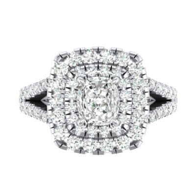 Double Halo Split Shank Crystal Engagement Ring (0.36 CTW) Top Flat View