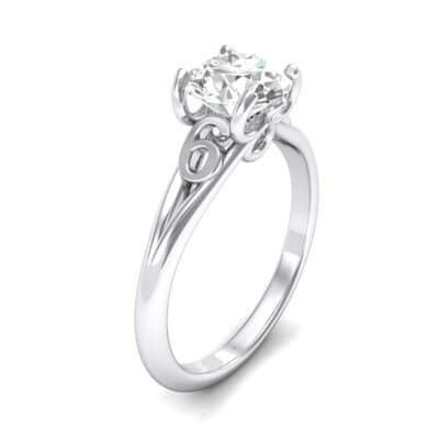 Curl Split Shank Solitaire Crystal Engagement Ring (0.64 CTW) Perspective View