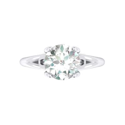 Curl Split Shank Solitaire Crystal Engagement Ring (0.64 CTW) Top Flat View