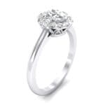 Plain Shank Oval Halo Crystal Engagement Ring (1.03 CTW) Perspective View