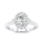 Plain Shank Oval Halo Crystal Engagement Ring (1.03 CTW) Top Dynamic View