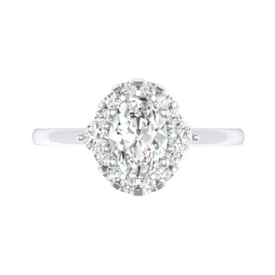 Plain Shank Oval Halo Crystal Engagement Ring (1.03 CTW) Top Flat View