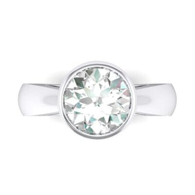 Tapered Bezel-Set Solitaire Crystal Engagement Ring (0.95 CTW) Top Flat View