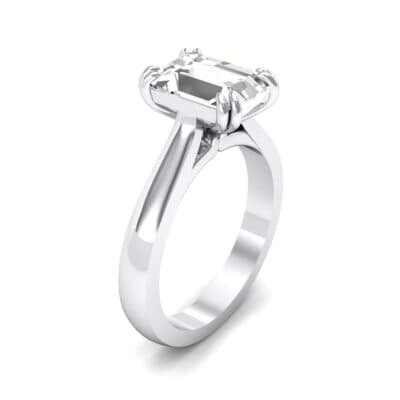 Double Claw Prong Emerald-Cut Crystal Engagement Ring (0.66 CTW) Perspective View