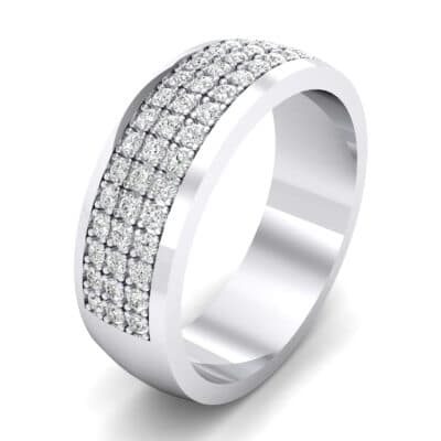 Triple Line Half Eternity Crystal Wedding Ring (0 CTW) Perspective View