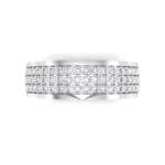 Triple Line Half Eternity Crystal Wedding Ring (0 CTW) Top Flat View
