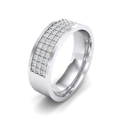 Small Triple Line Crystal Wedding Ring (0 CTW) Perspective View