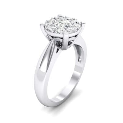 Tapered Plain Shank Halo Crystal Engagement Ring (0.92 CTW) Perspective View