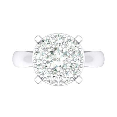 Tapered Plain Shank Halo Crystal Engagement Ring (0.92 CTW) Top Flat View
