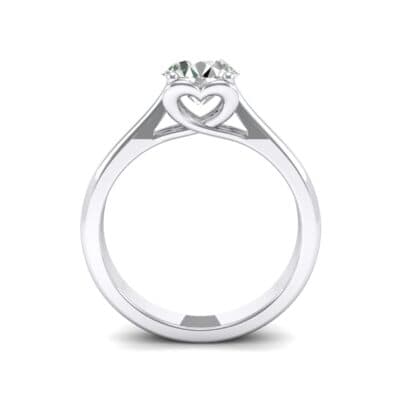 Heart Accent Cathedral Solitaire Crystal Engagement Ring (0.46 CTW) Side View