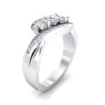 Three-Stone Pave Crystal Bypass Engagement Ring (0.83 CTW) Perspective View