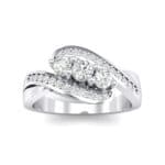 Three-Stone Pave Crystal Bypass Engagement Ring (0.83 CTW) Top Dynamic View