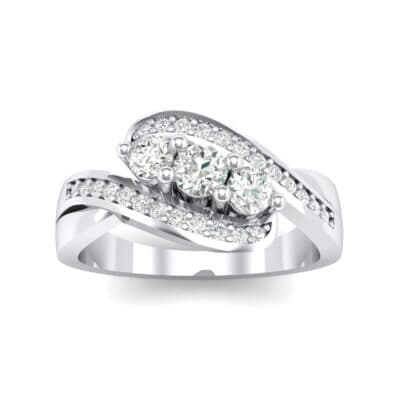 Three-Stone Pave Crystal Bypass Engagement Ring (0.83 CTW) Top Dynamic View