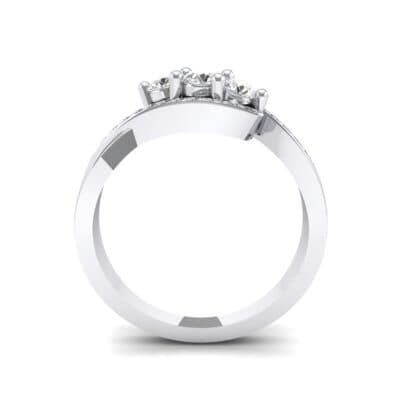 Three-Stone Pave Crystal Bypass Engagement Ring (0.83 CTW) Side View