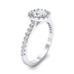 Round Halo Pave Crystal Engagement Ring (1.12 CTW) Perspective View