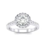 Round Halo Pave Crystal Engagement Ring (1.12 CTW) Top Dynamic View