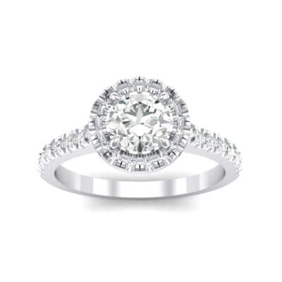 Round Halo Pave Crystal Engagement Ring (1.12 CTW) Top Dynamic View
