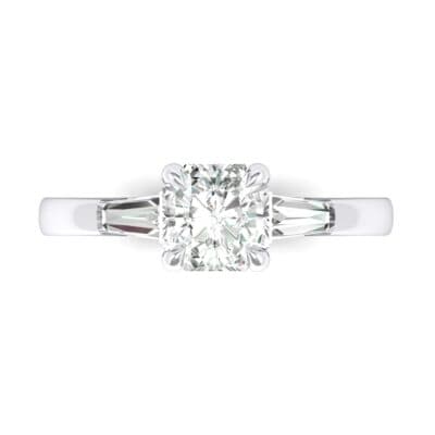 Tapered Baguette Princess-Cut Crystal Engagement Ring (0.64 CTW) Top Flat View