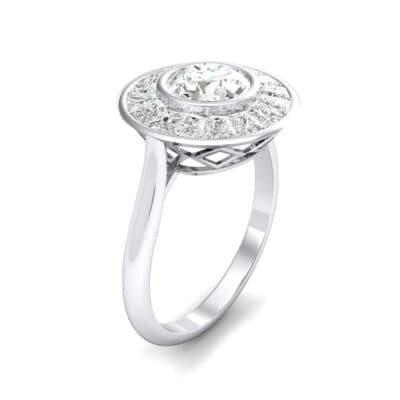 Deco Bezel-Set Halo Diamond Engagement Ring (1.99 CTW) Perspective View