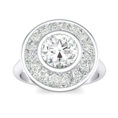 Deco Bezel-Set Halo Diamond Engagement Ring (1.99 CTW) Top Dynamic View