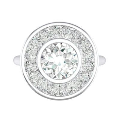 Deco Bezel-Set Halo Diamond Engagement Ring (1.99 CTW) Top Flat View