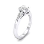Claw Prong Pear Three-Stone Crystal Engagement Ring (0.82 CTW) Perspective View