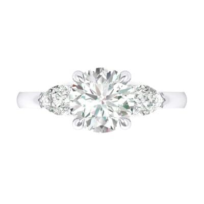 Claw Prong Pear Three-Stone Crystal Engagement Ring (0.82 CTW) Top Flat View