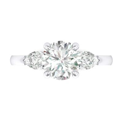 Claw Prong Pear Three-Stone Diamond Engagement Ring (1.16 CTW) Top Flat View
