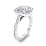 Gala Double Halo Cushion-Cut Diamond Engagement Ring (0.92 CTW) Perspective View