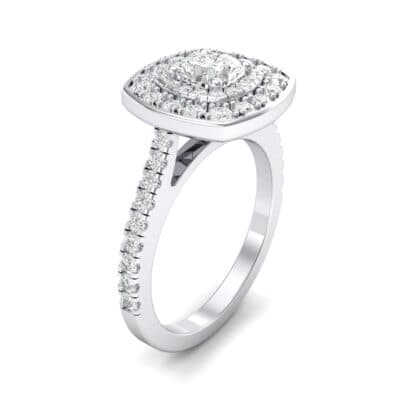 Gala Double Halo Cushion-Cut Diamond Engagement Ring (0.92 CTW) Perspective View