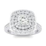 Gala Double Halo Cushion-Cut Diamond Engagement Ring (0.92 CTW) Top Dynamic View