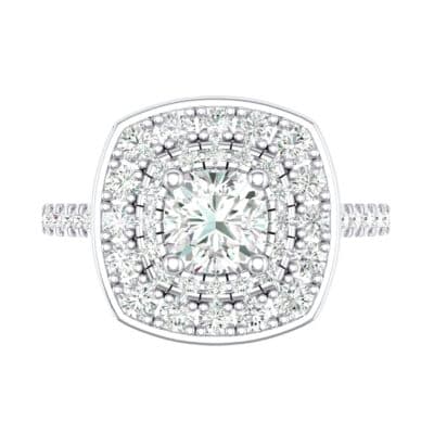 Gala Double Halo Cushion-Cut Diamond Engagement Ring (0.92 CTW) Top Flat View