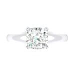 Claw Prong Cushion-Cut Solitaire Crystal Engagement Ring (0.66 CTW) Top Flat View