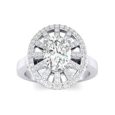 Oval Pierced Halo Diamond Ring (1.51 CTW) Top Dynamic View