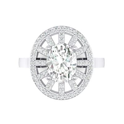 Oval Pierced Halo Diamond Ring (1.51 CTW) Top Flat View